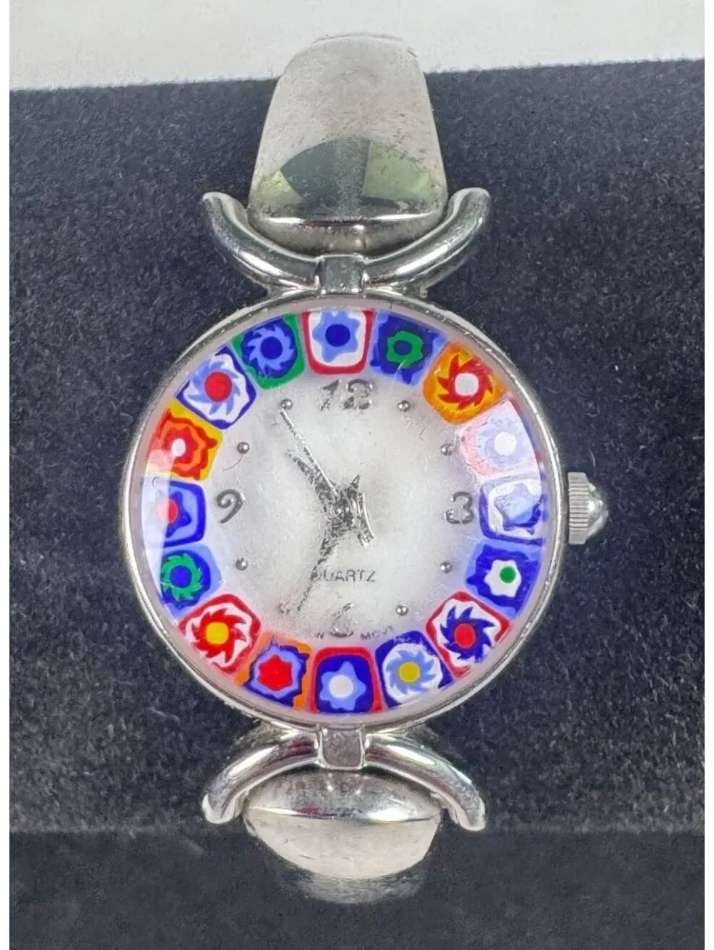 Women's Murano Glass Style Watch Quartz Millefiori Silver Tone Avon Works